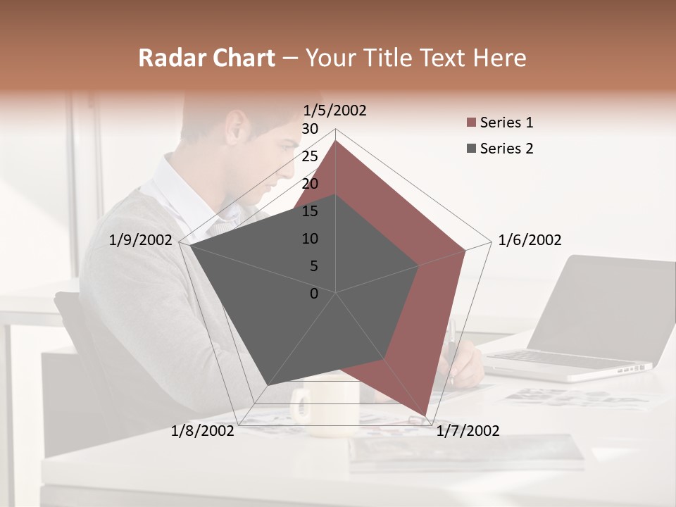 Computer Caucasian Desk PowerPoint Template