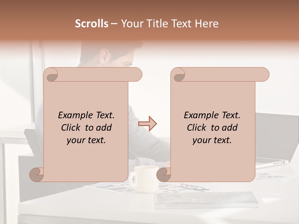 Computer Caucasian Desk PowerPoint Template