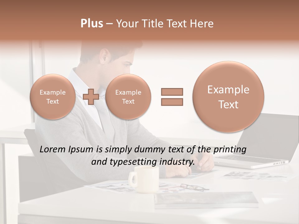 Computer Caucasian Desk PowerPoint Template