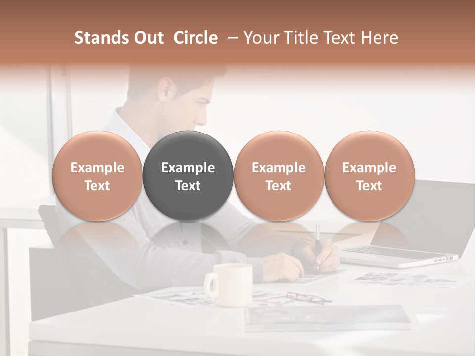 Computer Caucasian Desk PowerPoint Template