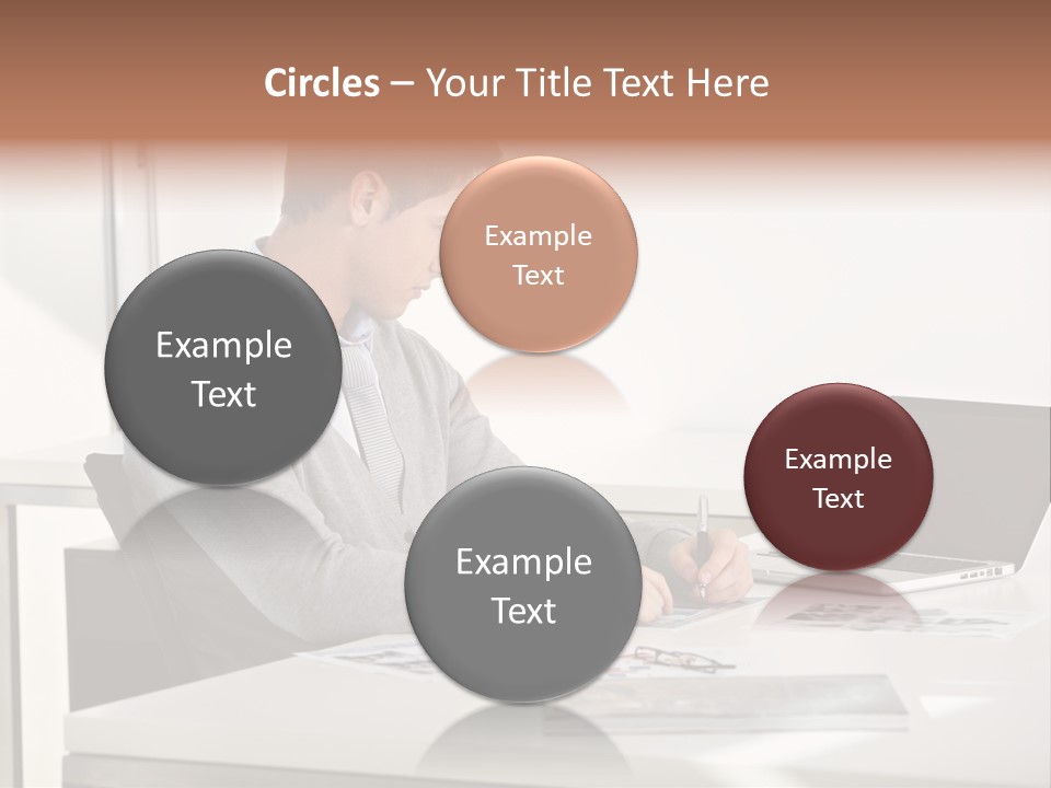 Computer Caucasian Desk PowerPoint Template