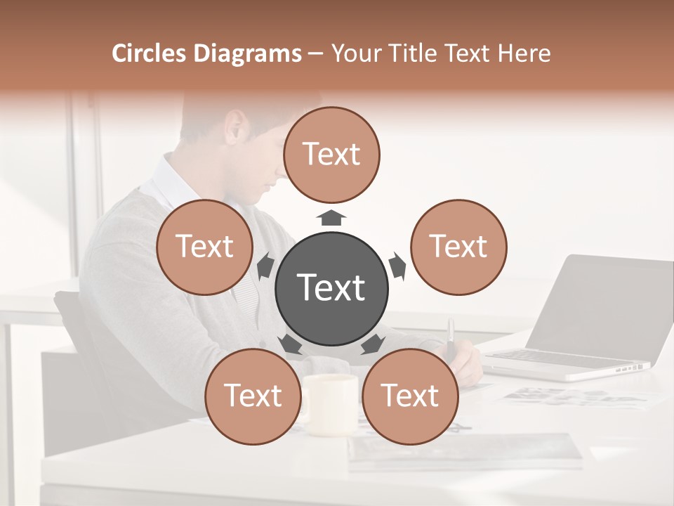 Computer Caucasian Desk PowerPoint Template