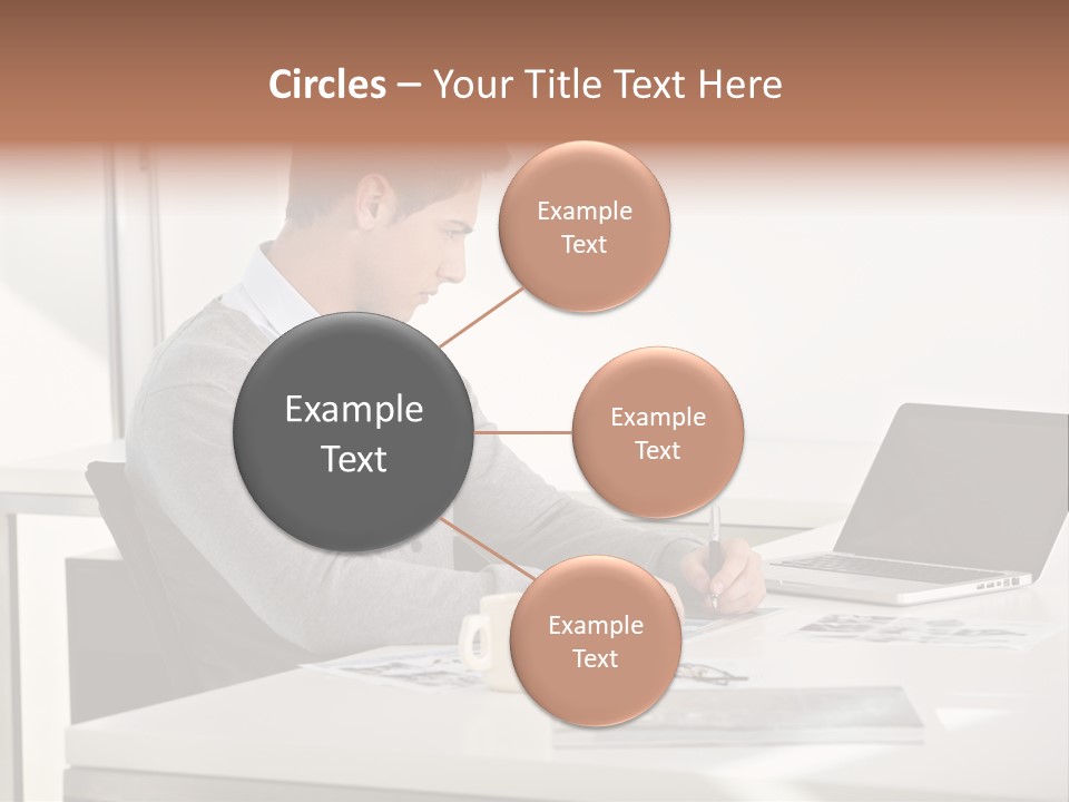 Computer Caucasian Desk PowerPoint Template