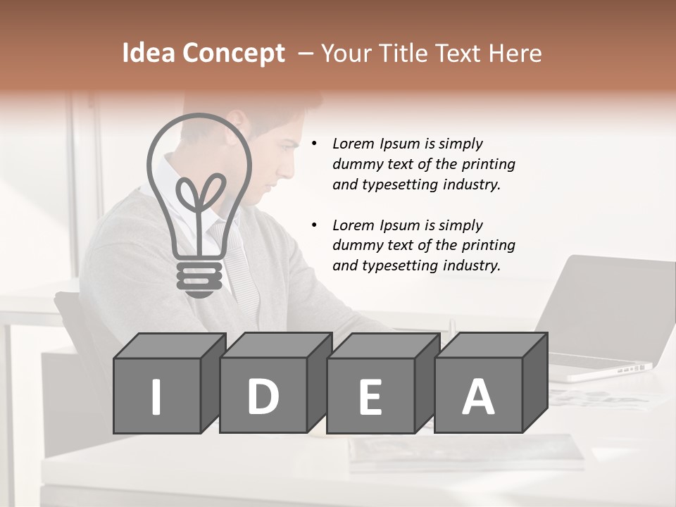 Computer Caucasian Desk PowerPoint Template