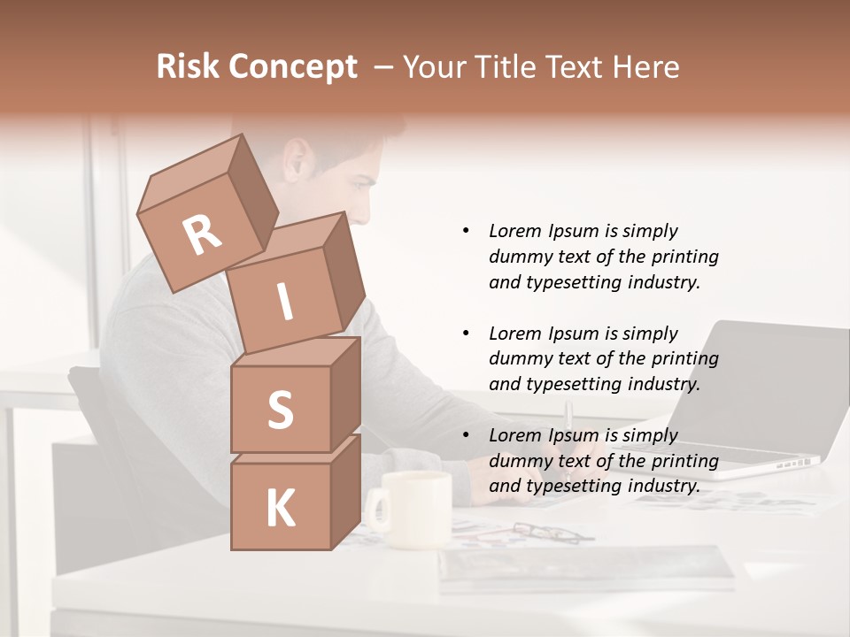 Computer Caucasian Desk PowerPoint Template