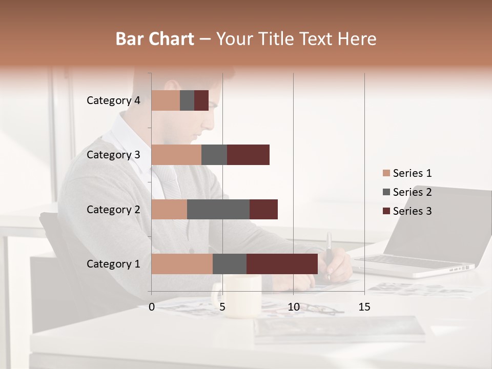 Computer Caucasian Desk PowerPoint Template