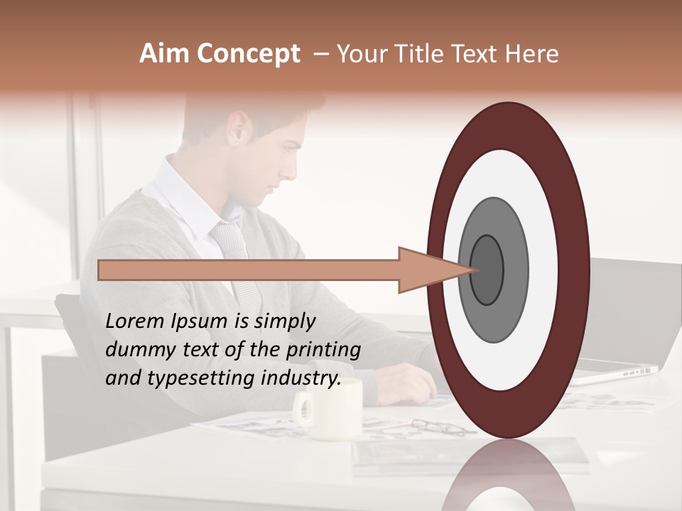 Computer Caucasian Desk PowerPoint Template