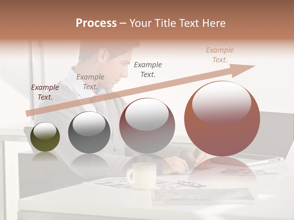 Computer Caucasian Desk PowerPoint Template