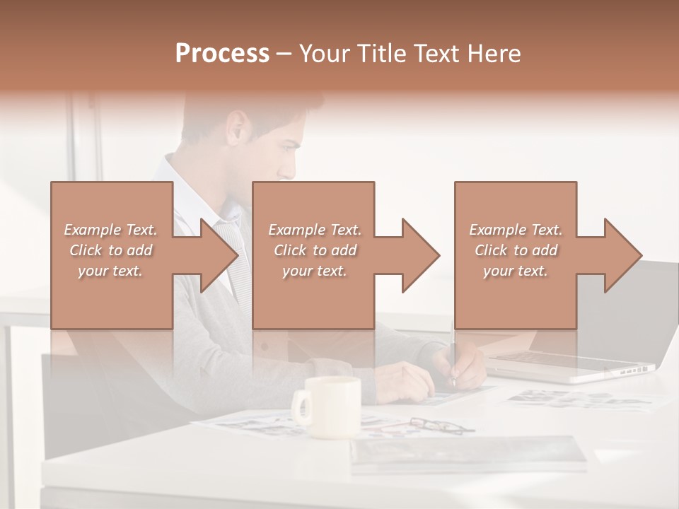 Computer Caucasian Desk PowerPoint Template