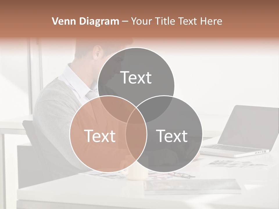 Computer Caucasian Desk PowerPoint Template