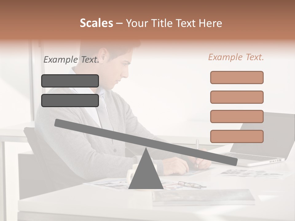 Computer Caucasian Desk PowerPoint Template
