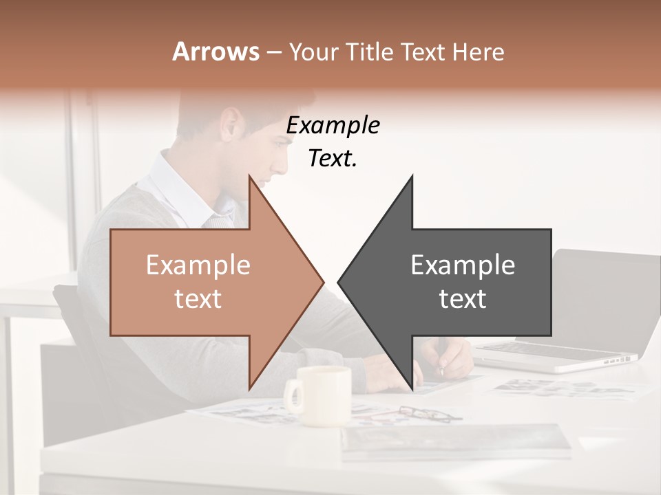 Computer Caucasian Desk PowerPoint Template