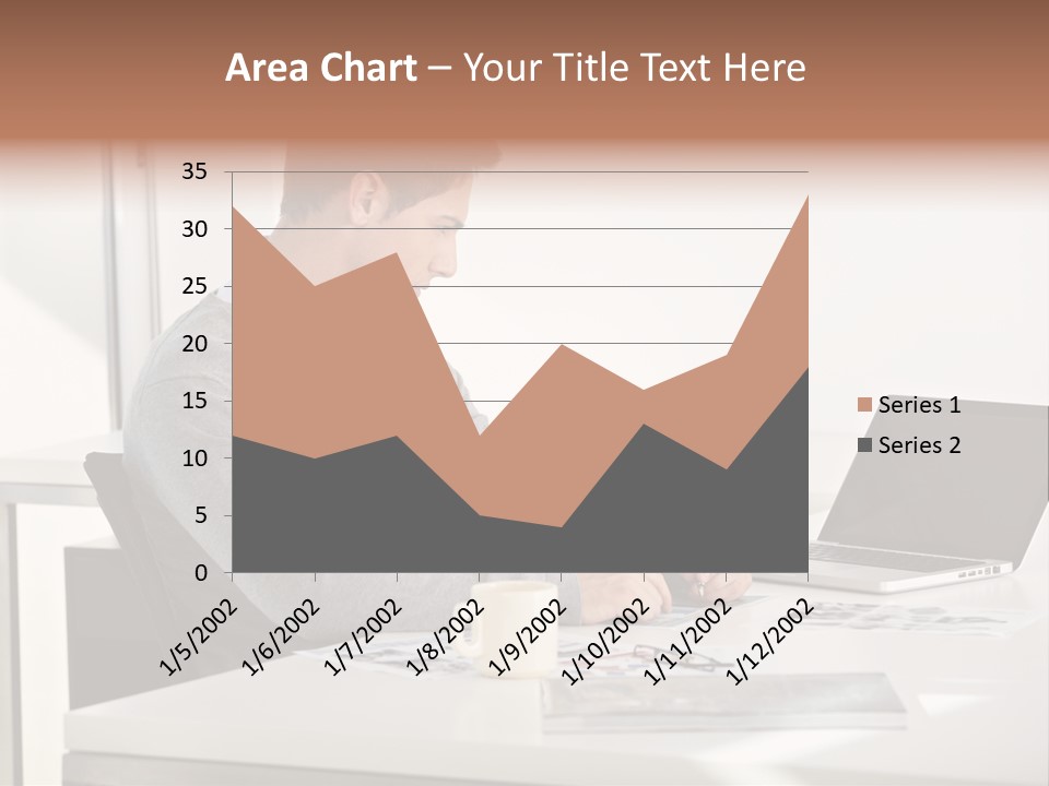 Computer Caucasian Desk PowerPoint Template