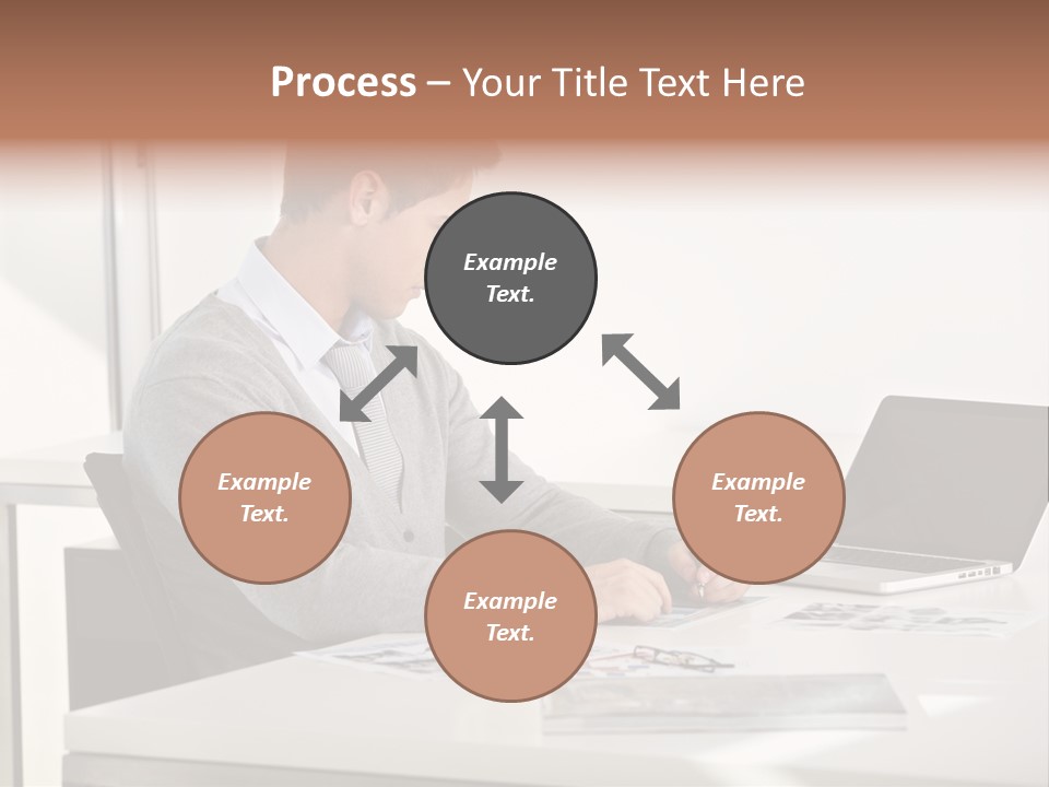 Computer Caucasian Desk PowerPoint Template