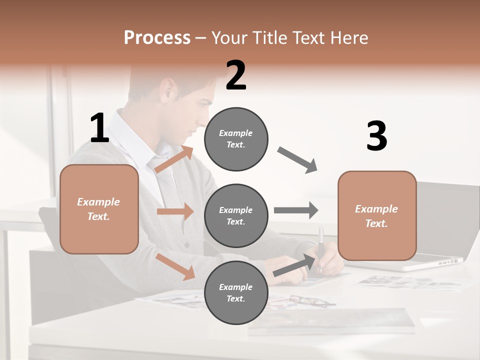 Computer Caucasian Desk PowerPoint Template