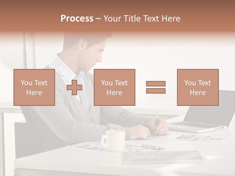 Computer Caucasian Desk PowerPoint Template