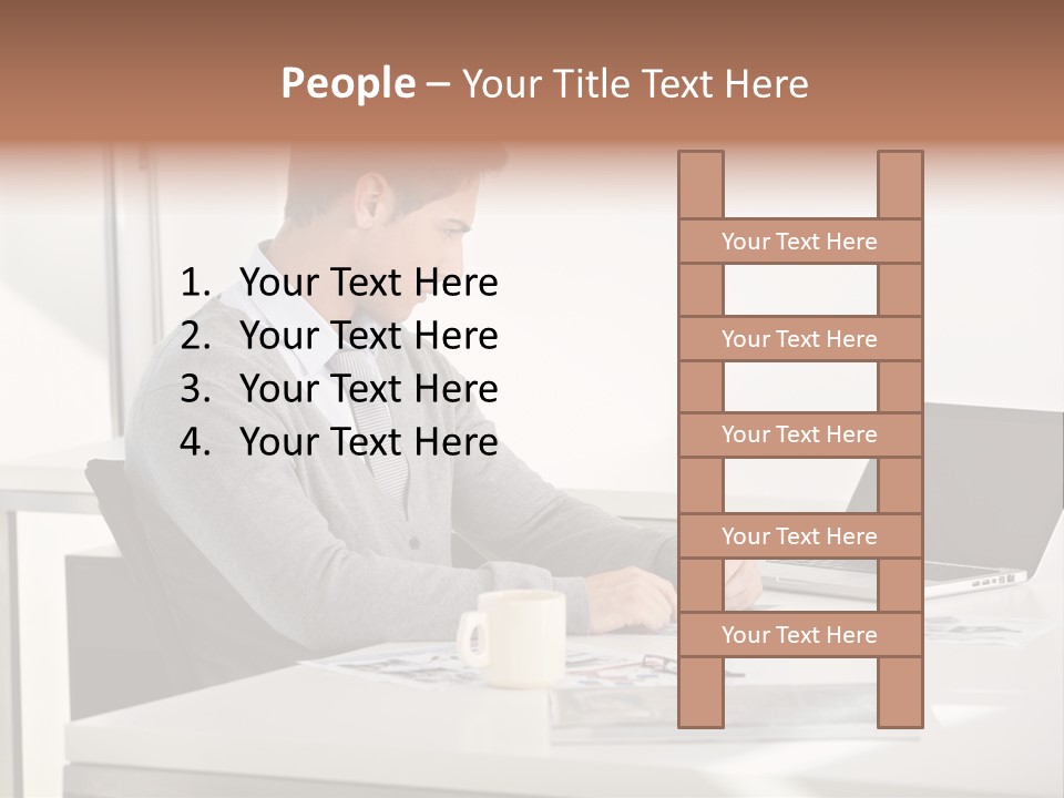 Computer Caucasian Desk PowerPoint Template