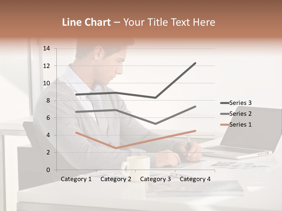 Computer Caucasian Desk PowerPoint Template