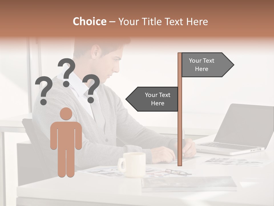 Computer Caucasian Desk PowerPoint Template