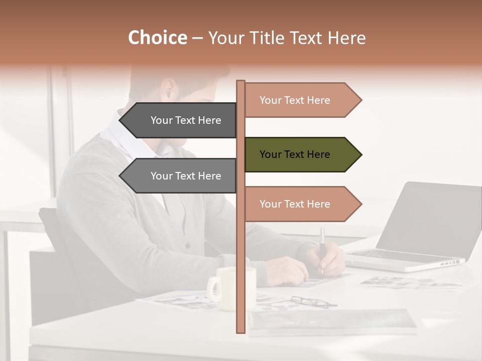 Computer Caucasian Desk PowerPoint Template