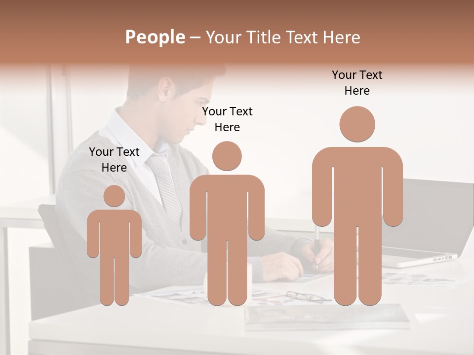 Computer Caucasian Desk PowerPoint Template