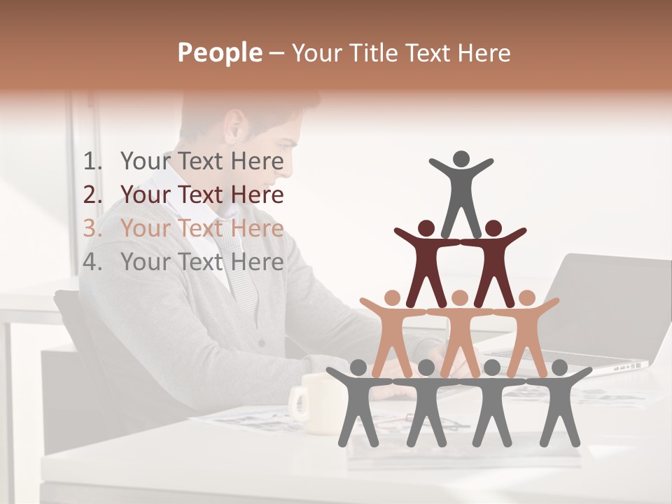 Computer Caucasian Desk PowerPoint Template