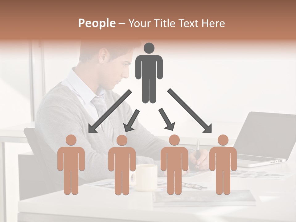 Computer Caucasian Desk PowerPoint Template