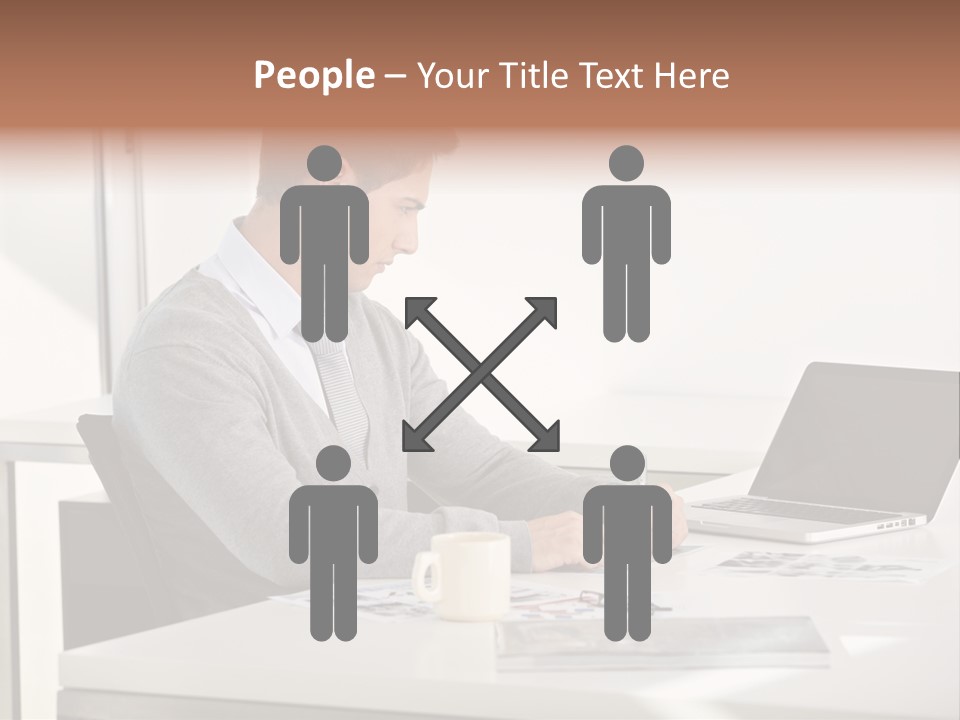 Computer Caucasian Desk PowerPoint Template