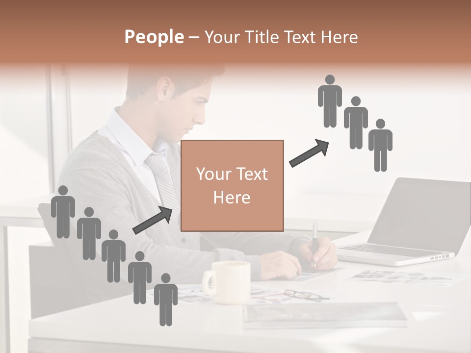 Computer Caucasian Desk PowerPoint Template