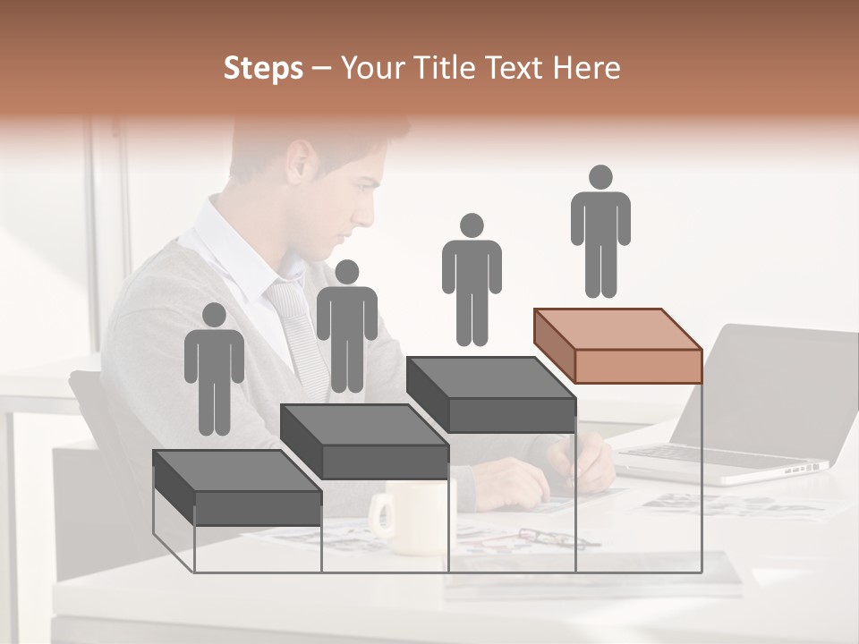 Computer Caucasian Desk PowerPoint Template