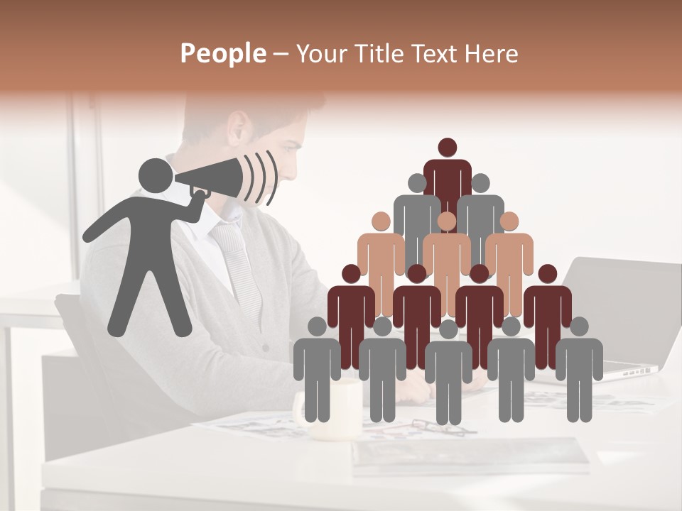 Computer Caucasian Desk PowerPoint Template