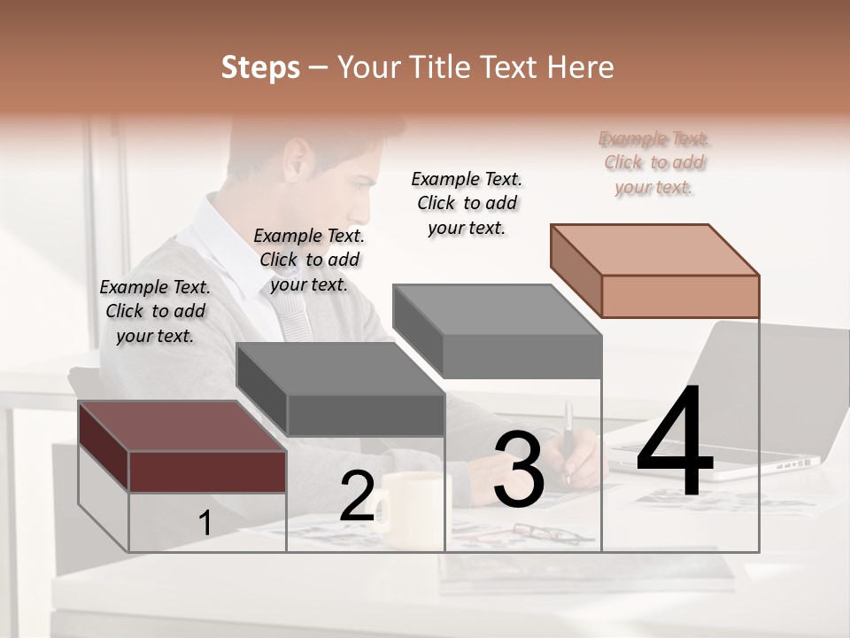 Computer Caucasian Desk PowerPoint Template