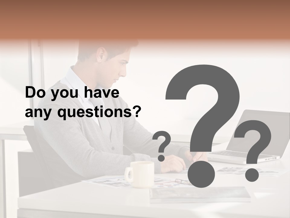 Computer Caucasian Desk PowerPoint Template