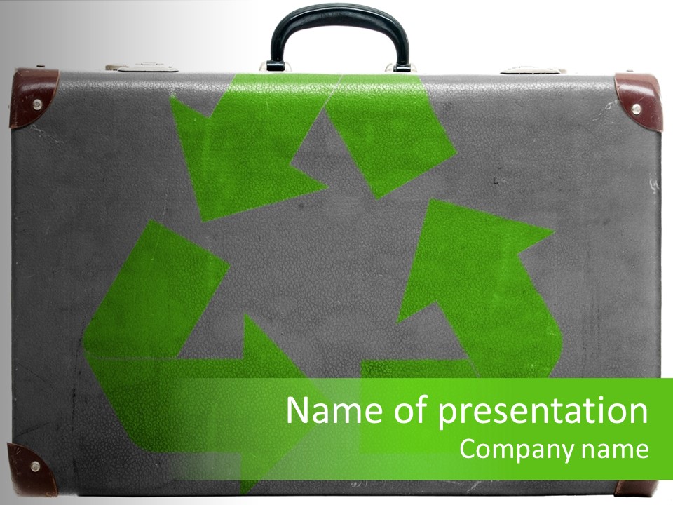 A Piece Of Luggage With A Green Recycle On It PowerPoint Template
