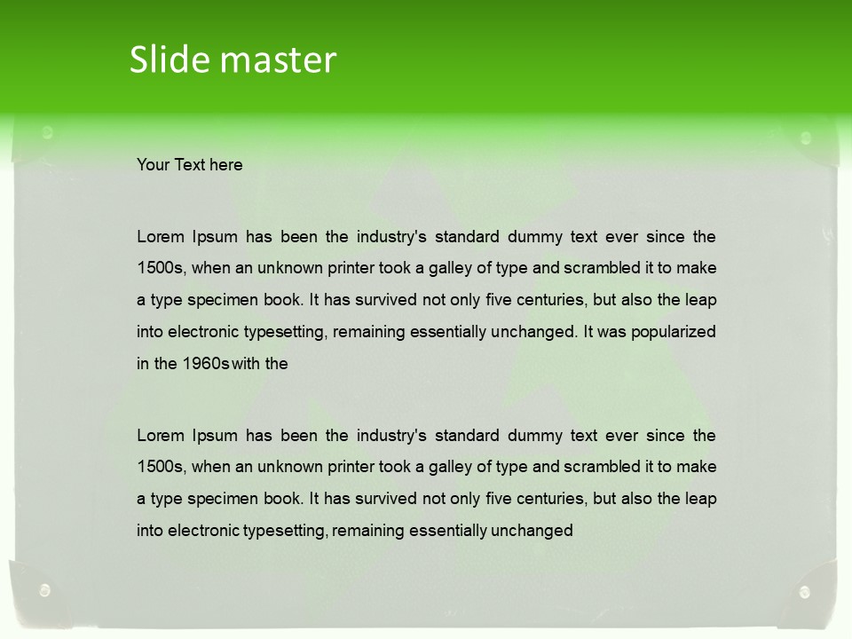 A Piece Of Luggage With A Green Recycle On It PowerPoint Template