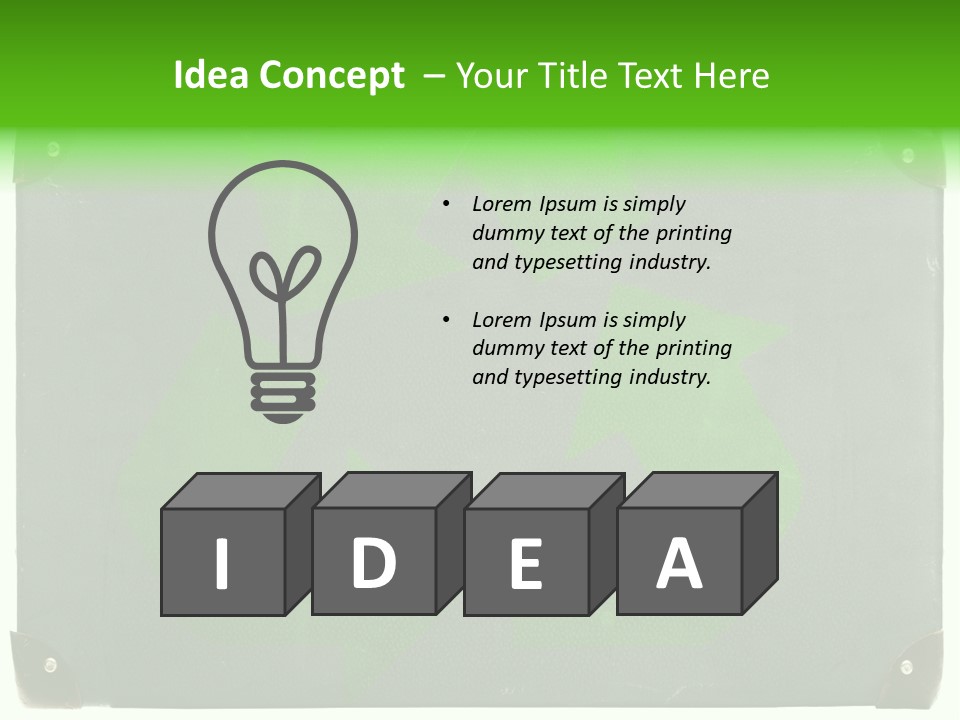 A Piece Of Luggage With A Green Recycle On It PowerPoint Template