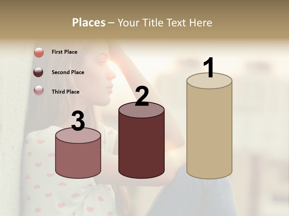 A Woman Sitting On A Ledge With Her Hands On Her Head PowerPoint Template