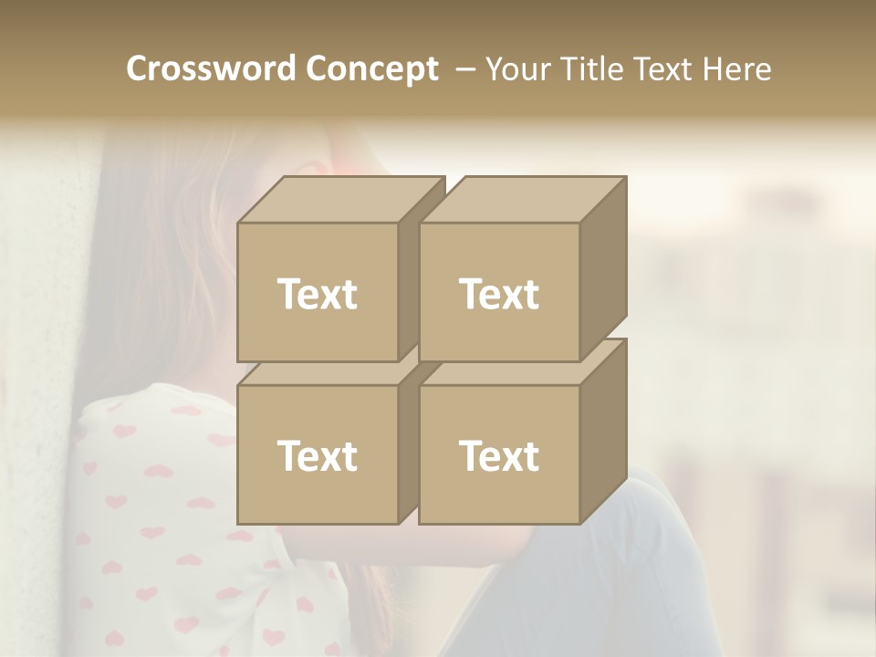 A Woman Sitting On A Ledge With Her Hands On Her Head PowerPoint Template