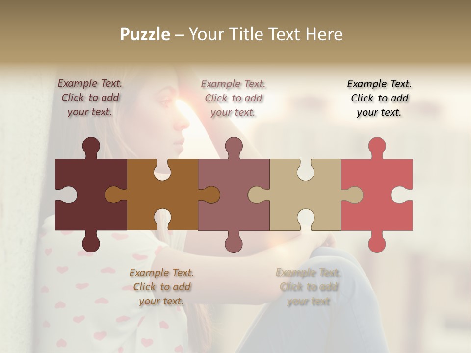 A Woman Sitting On A Ledge With Her Hands On Her Head PowerPoint Template