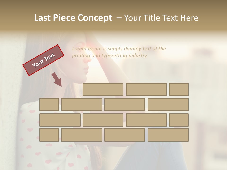 A Woman Sitting On A Ledge With Her Hands On Her Head PowerPoint Template