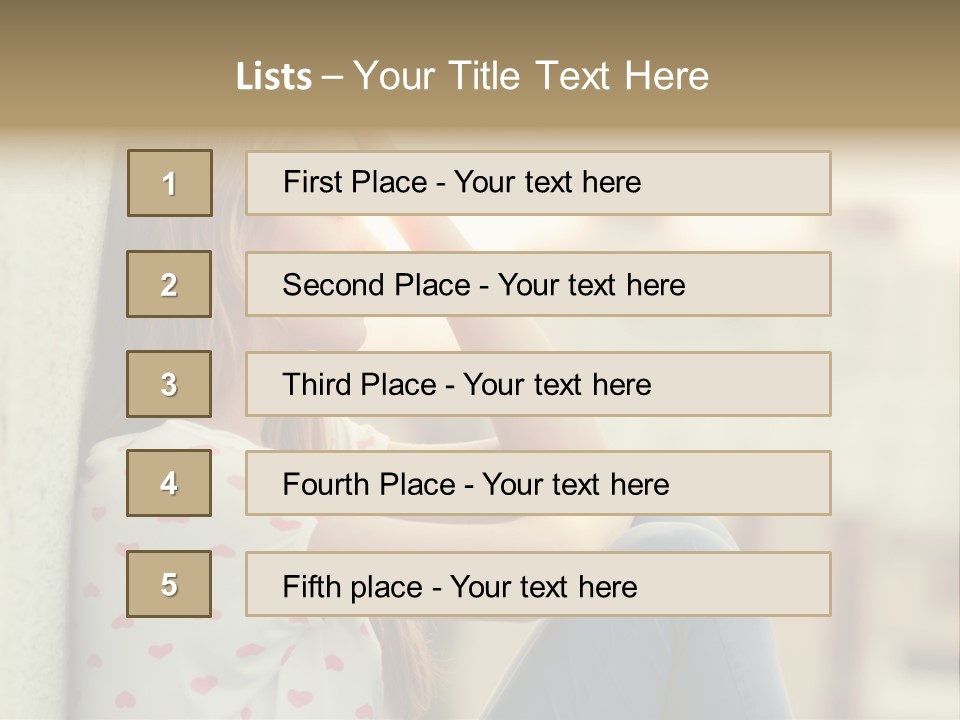 A Woman Sitting On A Ledge With Her Hands On Her Head PowerPoint Template