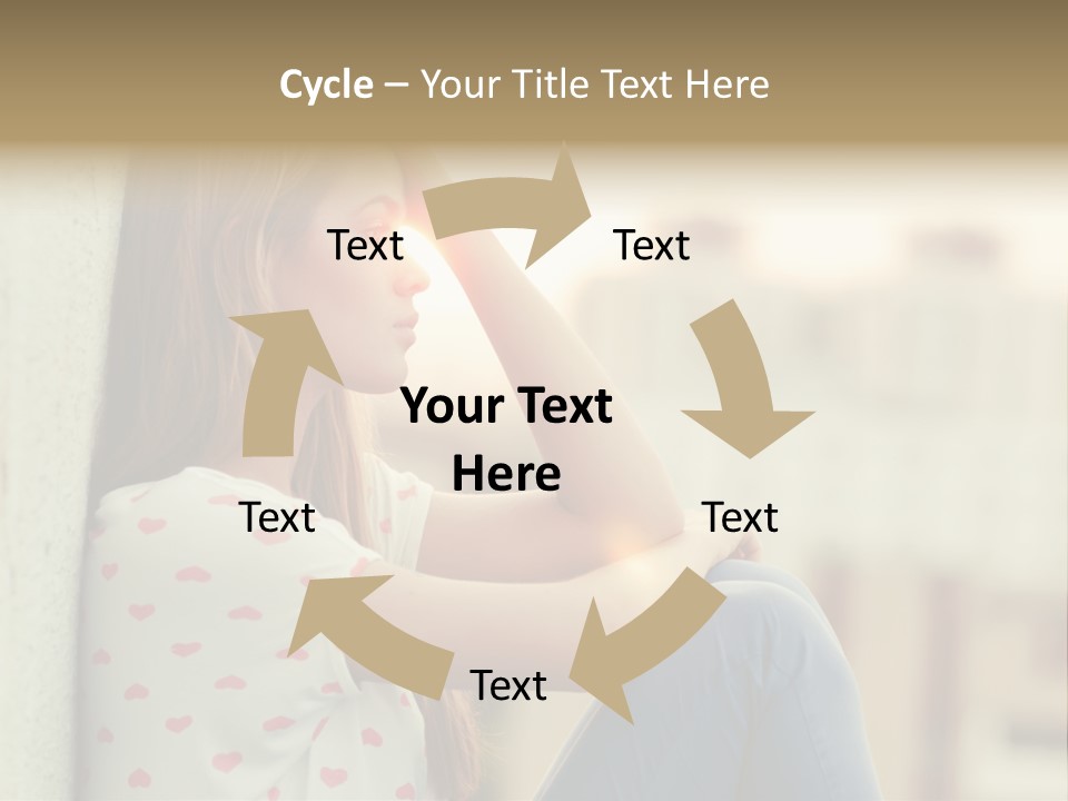 A Woman Sitting On A Ledge With Her Hands On Her Head PowerPoint Template