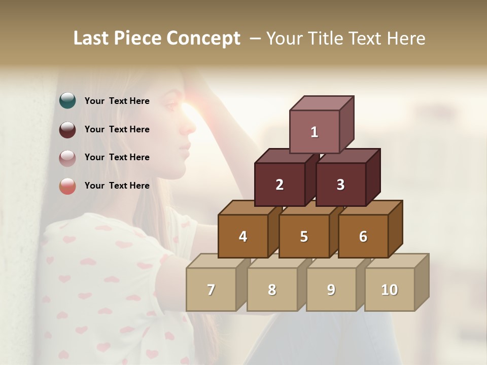 A Woman Sitting On A Ledge With Her Hands On Her Head PowerPoint Template