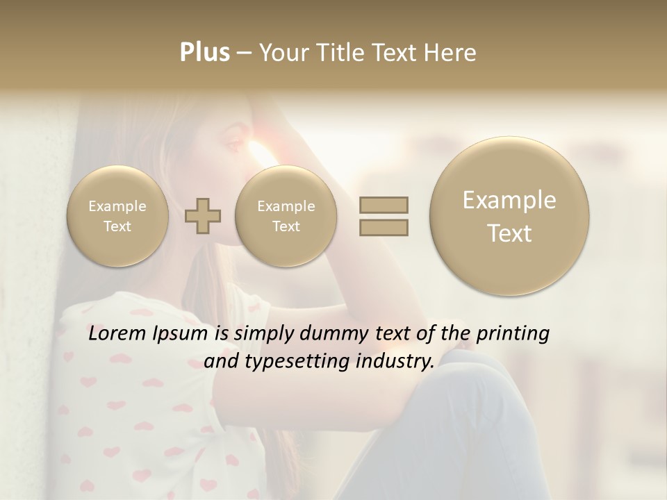 A Woman Sitting On A Ledge With Her Hands On Her Head PowerPoint Template