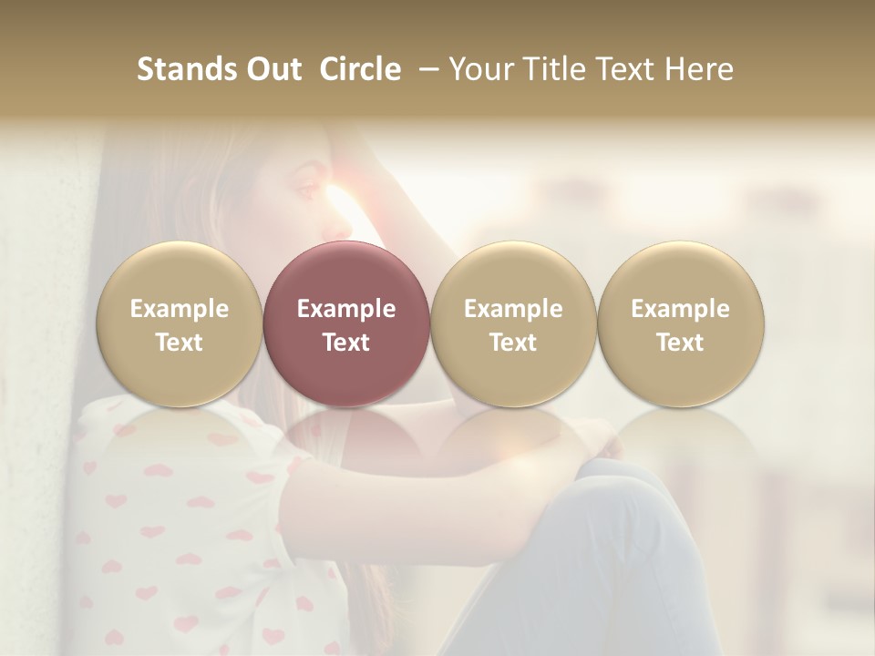 A Woman Sitting On A Ledge With Her Hands On Her Head PowerPoint Template