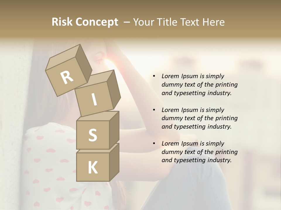 A Woman Sitting On A Ledge With Her Hands On Her Head PowerPoint Template