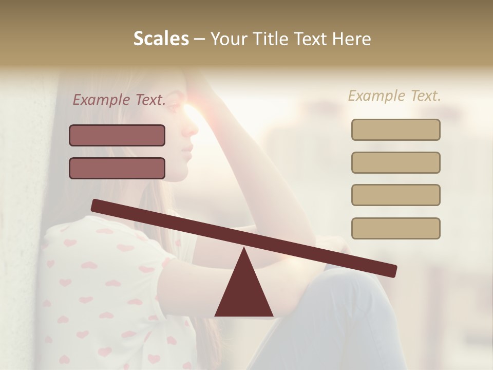 A Woman Sitting On A Ledge With Her Hands On Her Head PowerPoint Template