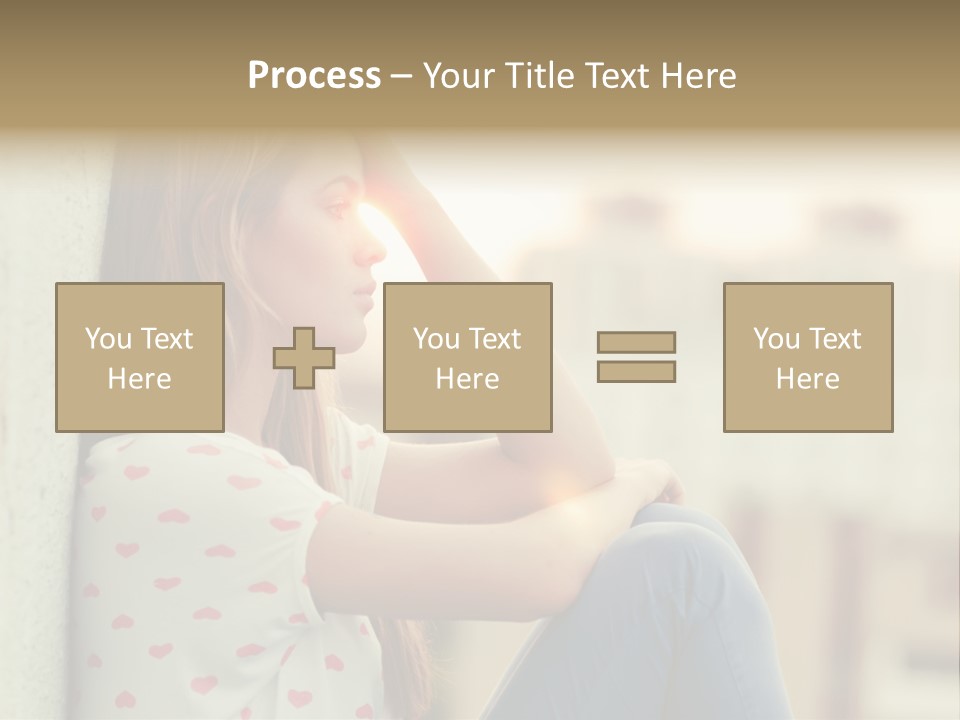 A Woman Sitting On A Ledge With Her Hands On Her Head PowerPoint Template