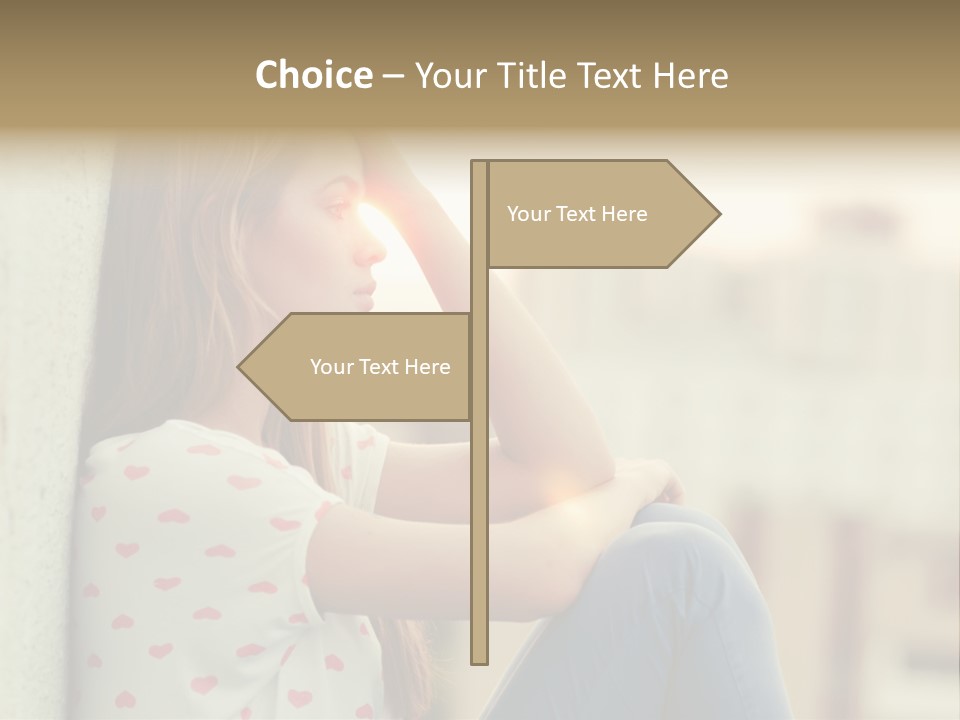 A Woman Sitting On A Ledge With Her Hands On Her Head PowerPoint Template