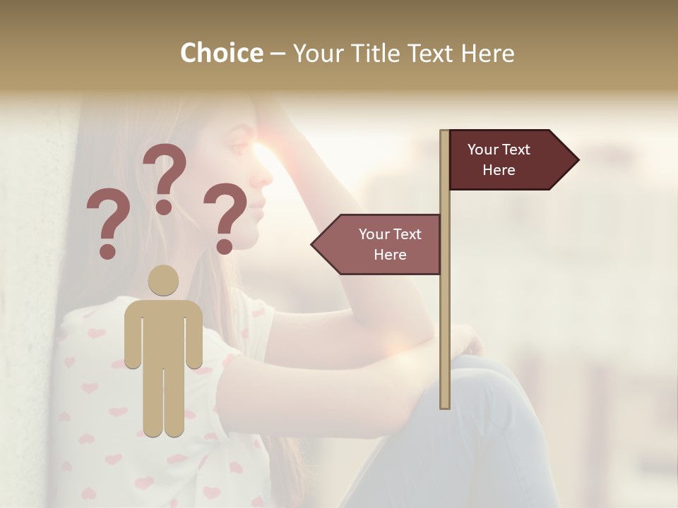 A Woman Sitting On A Ledge With Her Hands On Her Head PowerPoint Template